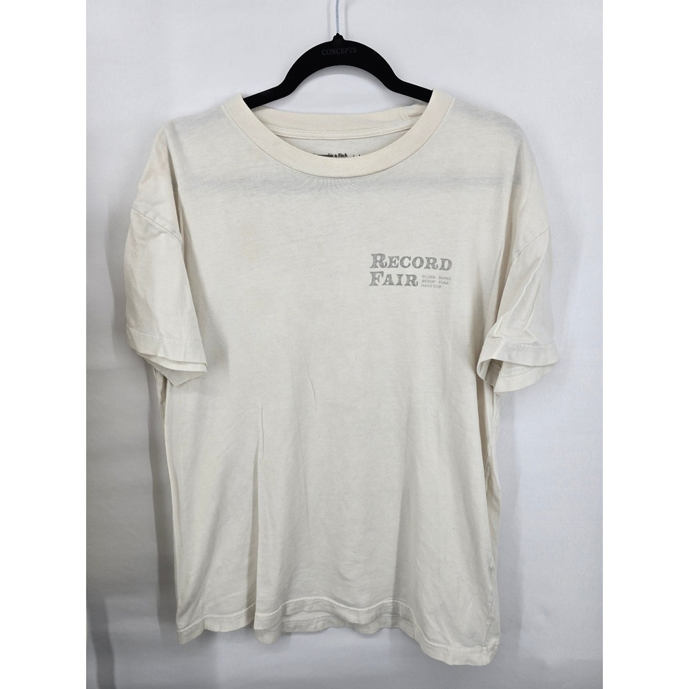 Abercrombie & Fitch Record Fair Swing to the Groove Graphic Tee Cream Mens Large